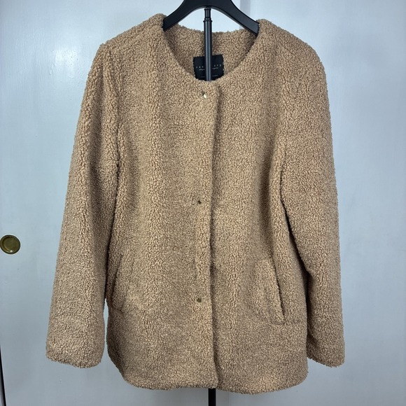 Sanctuary Jackets & Blazers - Sanctuary LA XL Women's Boucle Sherpa Jacket Camel Beige Snaps Pockets Classy